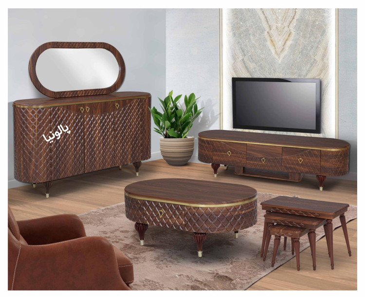 ست میز تی وی، جلومبلی و عسلی و آین کنسول پالونیا مدل پاشنگ