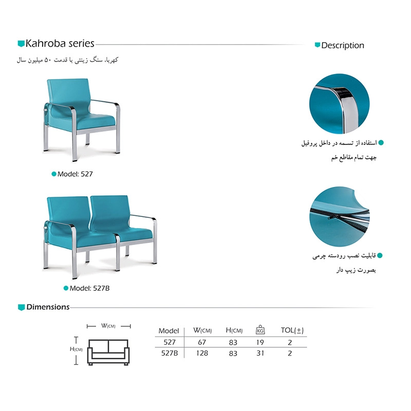 مبل تک نفره آرام گستر مدل کهربا