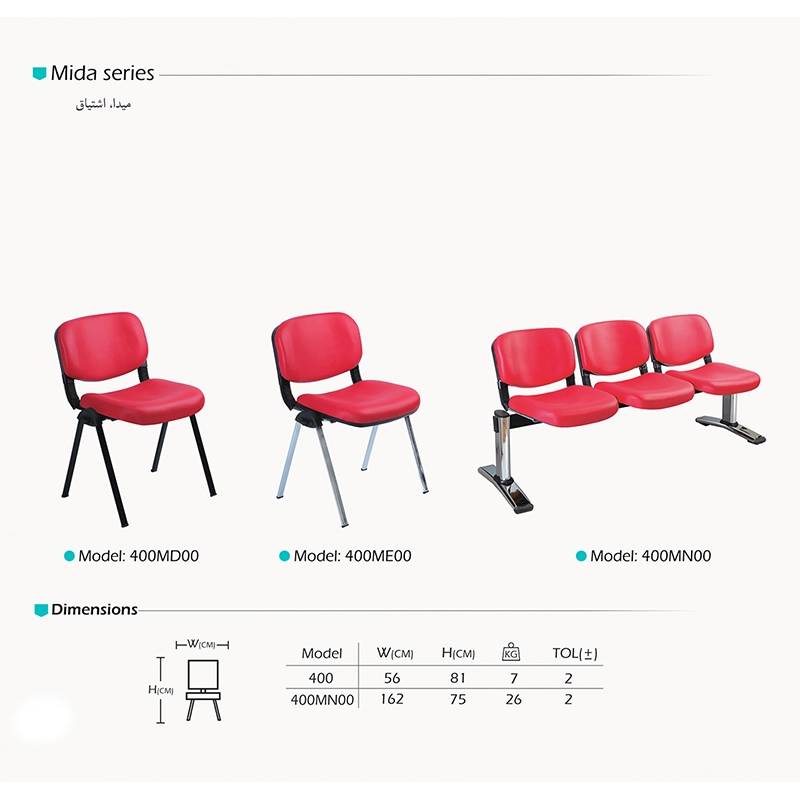 صندلی انتظاره سه نفره آرام گستر مدل میدا