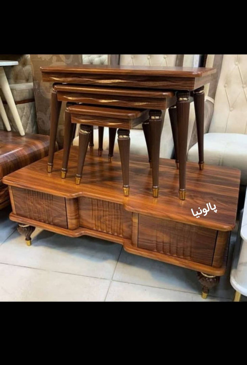 ست آینه کنسول و میز تلویزیون و میز جلومبلی و عسلی 7 تکه پالونیا مدل پاپوک