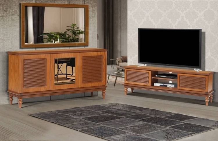 ست آینه کنسول و میز تلویزیون (تی وی) و میز جلومبلی و عسلی ۶ تکه پالونیا مدل الین