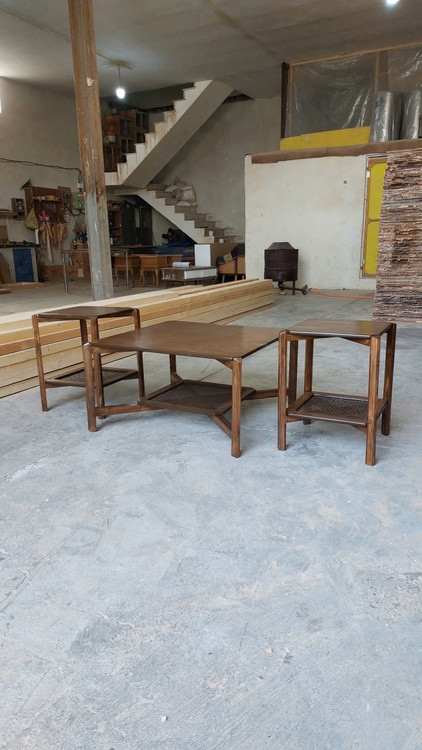 جلو مبلی و عسلی پالونیا مدل حصیری مربع