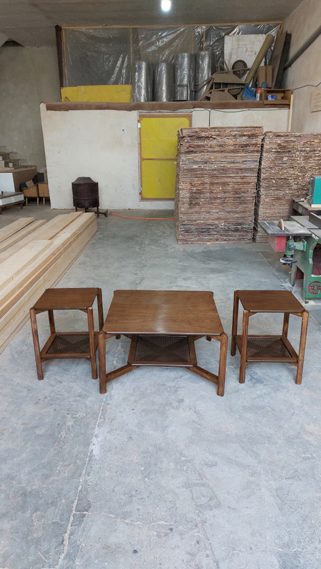 جلو مبلی و عسلی پالونیا مدل حصیری مربع