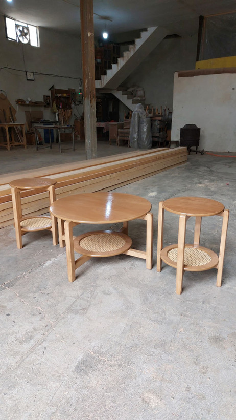 جلو مبلی و عسلی پالونیا مدل حصیری گرد