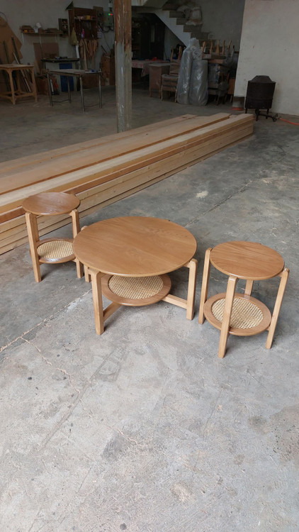 جلو مبلی و عسلی پالونیا مدل حصیری گرد