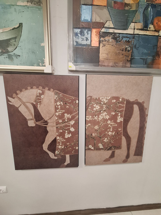 تابلو دکوراتیو مدرن دوتکه پالونیا طرح اسب