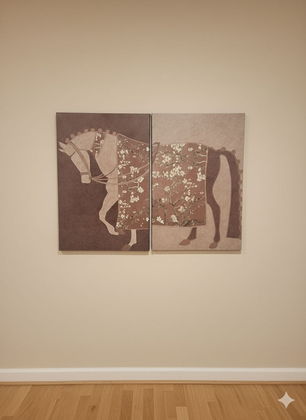 تابلو دکوراتیو مدرن دوتکه پالونیا طرح اسب