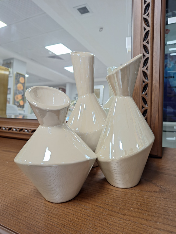 گلدان سرامیکی مدل هندسی سه سایز