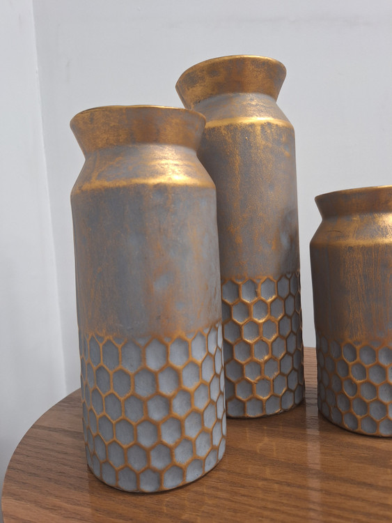 گلدان دکوراتیو سه سایز مدل زنبوری