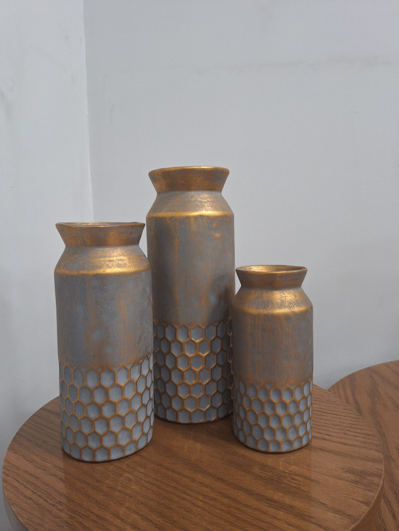 گلدان دکوراتیو سه سایز مدل زنبوری